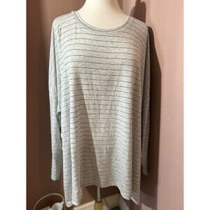 Lisa Rinna Collection Long Sleeve Top Womens 3X Metallic Pinstripe New